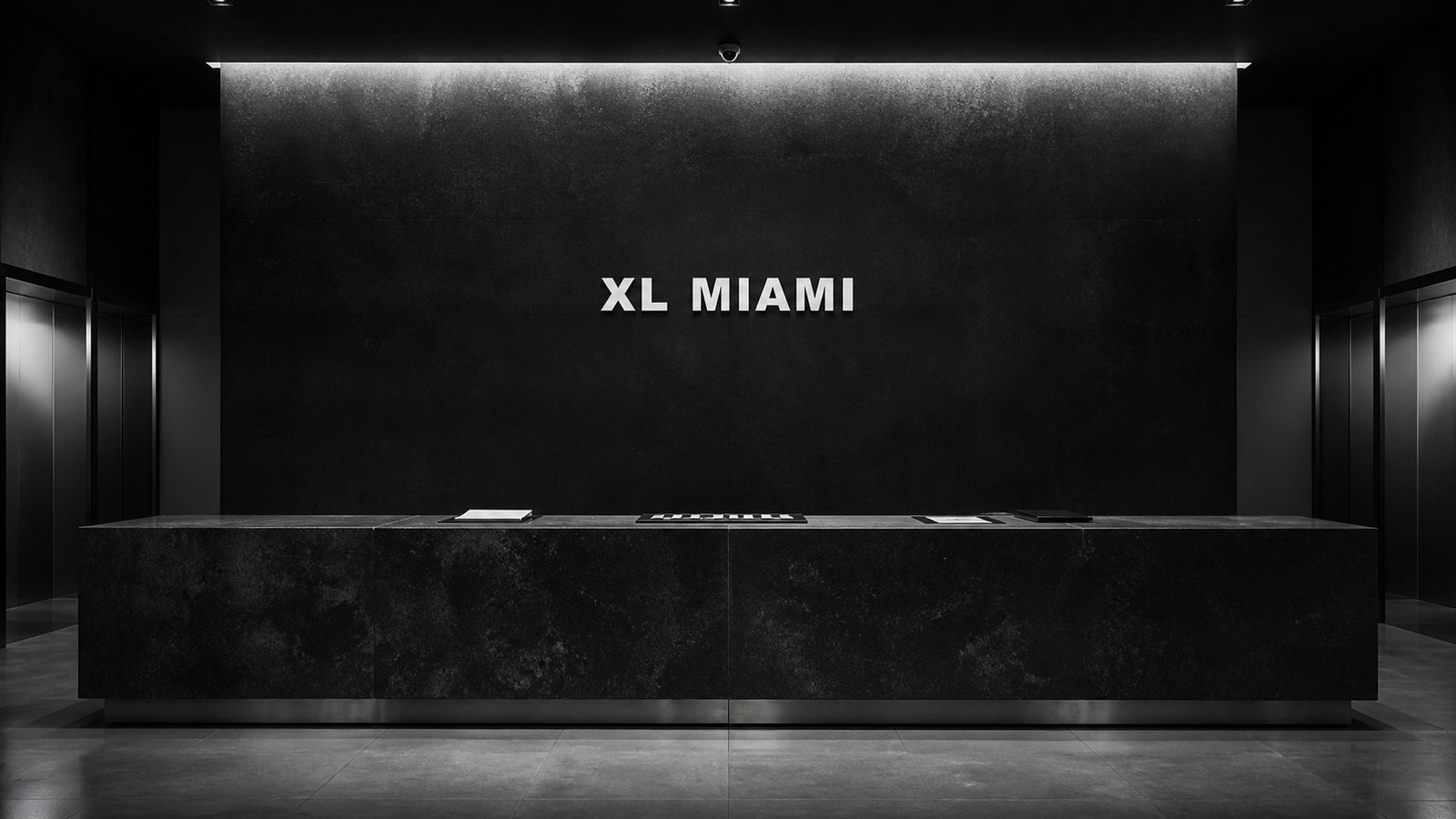 Black and white lobby desk study for XL HOTEL / 001